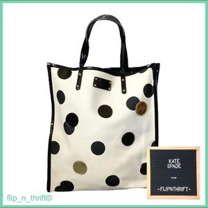 🎉HP🎉♠️KATE SPADE Black/White Polka Dot Tote